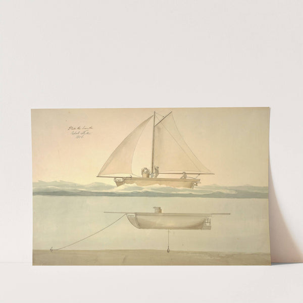 Submarine. Vessel under sail and anchored by Robert Fulton