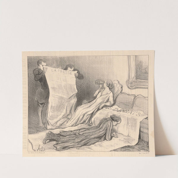 Subscribers receiving their newspapers and trying to figure out how to use it (1845) by Honoré Daumier