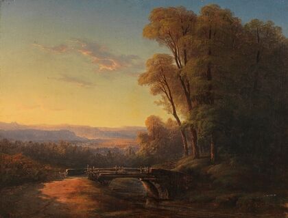 Süddeutsche Landschaft im Abendlicht