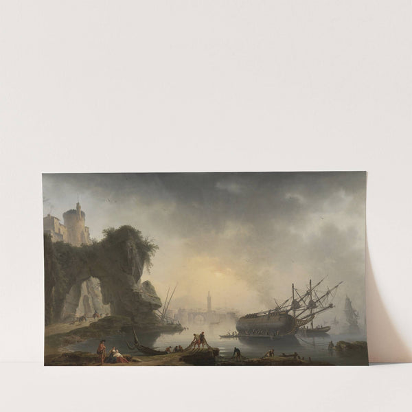 Südliche Küstenlandschaft am Morgen (1750) by Charles-François Grenier De Lacroix