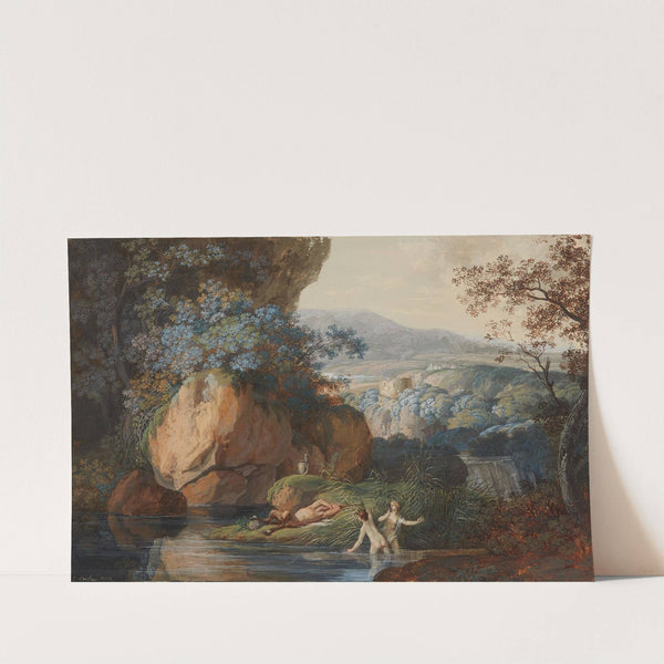 Südliche Landschaft mit schlafendem Faun und zwei Badenden (1778) by Jacob Wilhelm Mechau