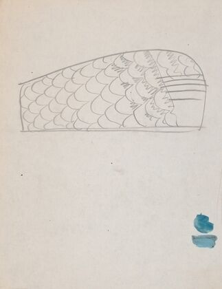 Suggested treatments of Auditorium for Theatre and Concert Hall, New York World’s Fair 1939. Sketch for unlettered scheme (fishscale pattern)