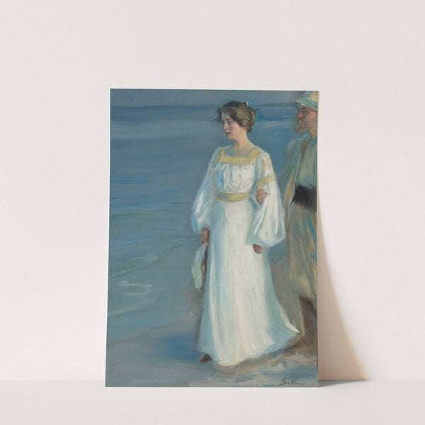 Summer Evening on Skagen Beach, Portrait of the Artist's Wife by Peder Severin Krøyer