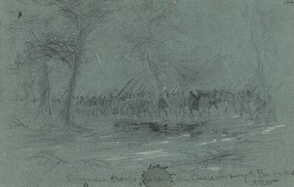 Sumners troops crossing the Chickahominy to Fair Oaks