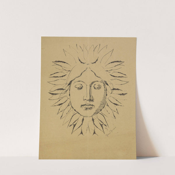 Sun with human face and rays in the shape of flower petals (1880 - 1920) by Hans Thoma