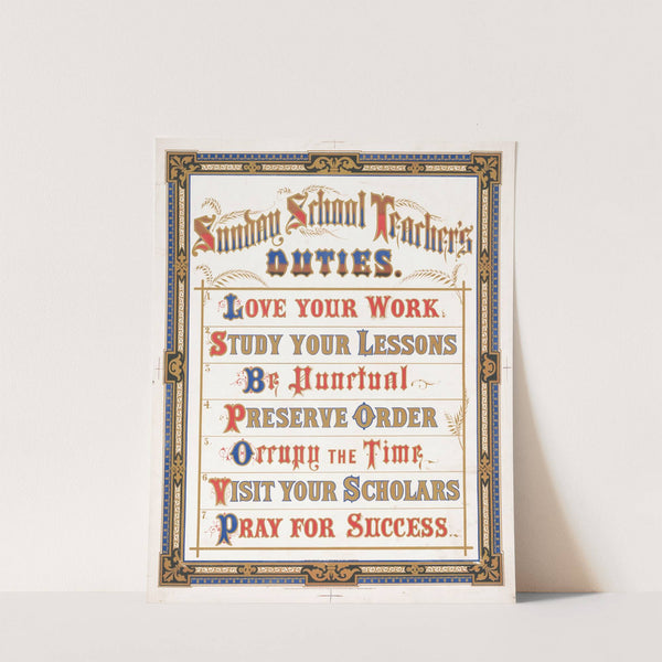 Sunday school teacher’s duties (1872) by Louis Prang & Co.