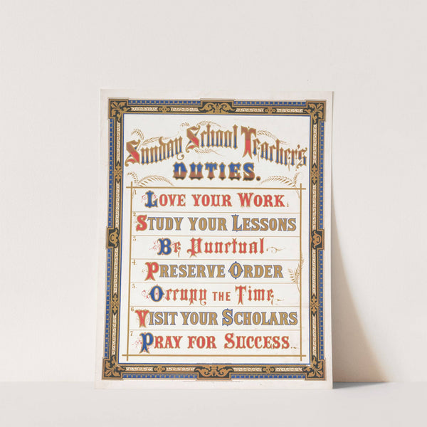 Sunday school teacher’s duties (c1872) by Louis Prang & Co.