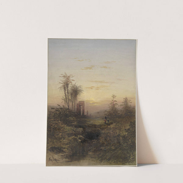 Sunset in an Oriental Landscape by Gabriel Hippolyte Lebas