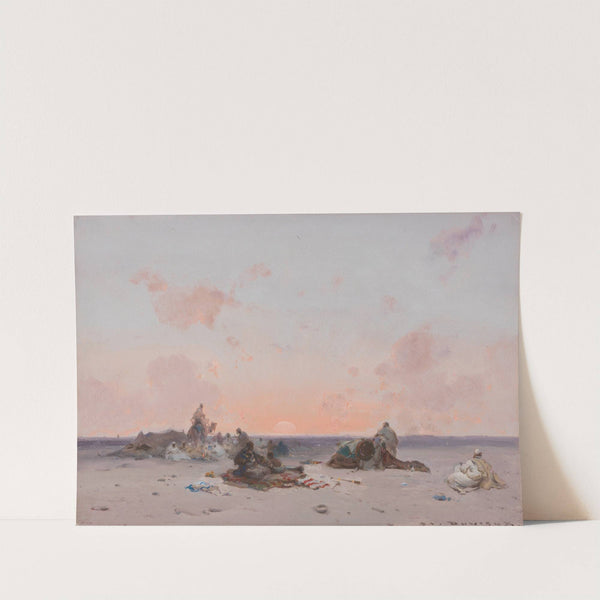Sunset in the desert over a Bedouin camp by Henri Duvieux