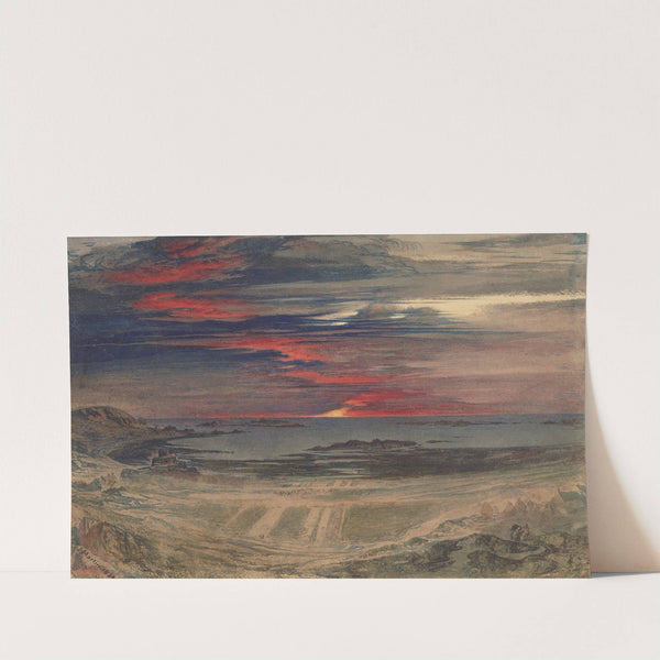 Sunset over a rocky bay (1839) by John Martin