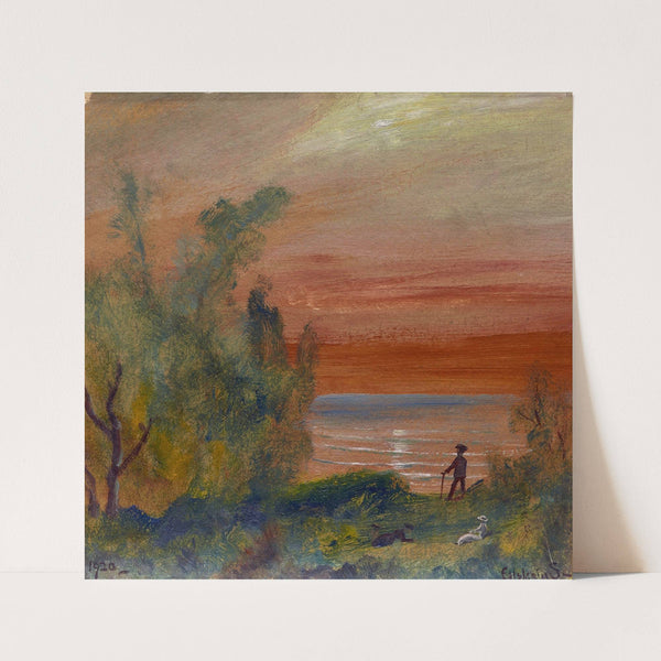 Sunset with Man Standing on Shore by Louis Michel Eilshemius