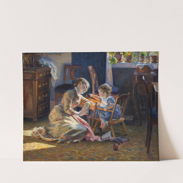Sunshine in the Living Room. The Artist's Wife and Child by Viggo Pedersen
