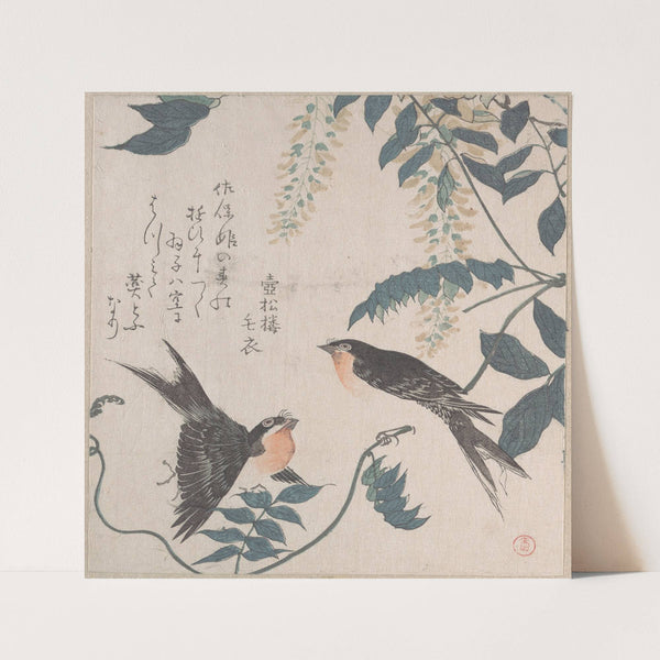 Swallows and Wisteria by Kubo Shunman