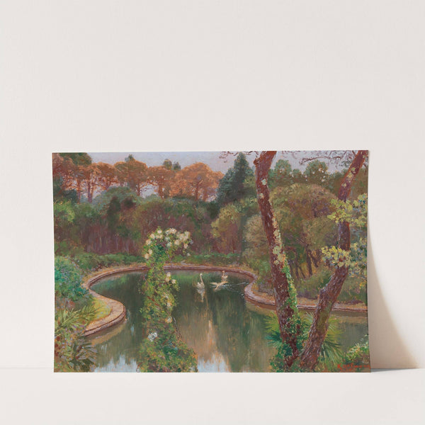 Swans in the Park at Miramare Castle near Trieste by Karl Hofmann