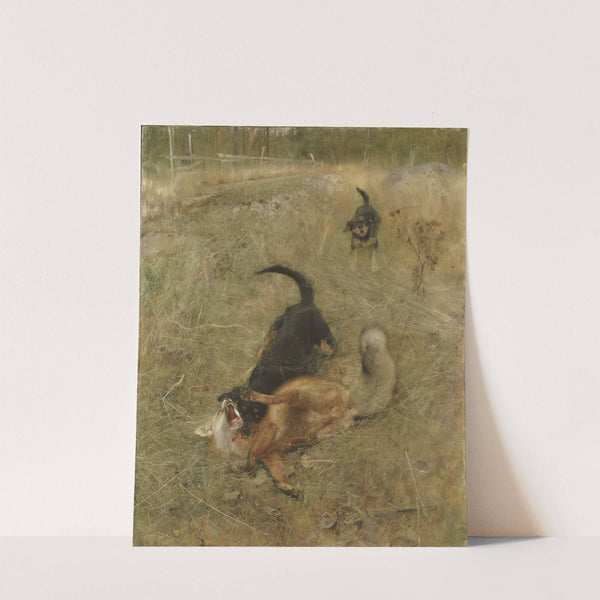 Swedish Foxhound and Fox (1885) by Bruno Liljefors