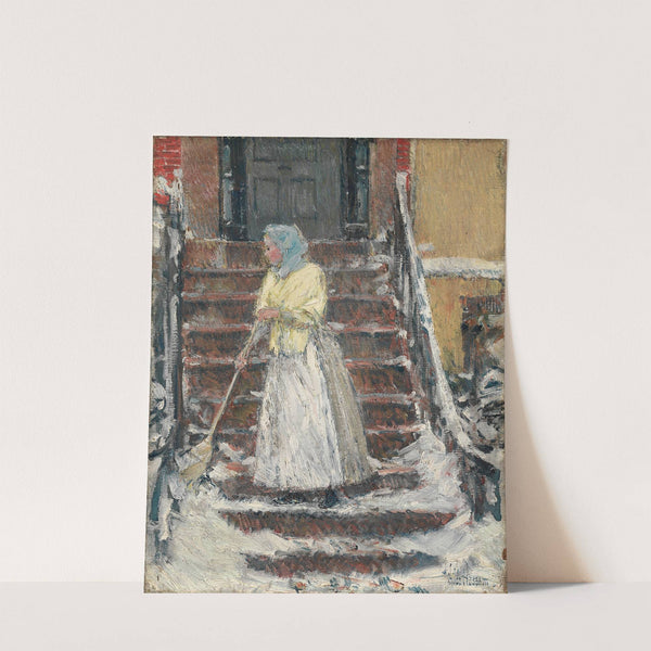 Sweeping Snow (1890s) by Childe Hassam