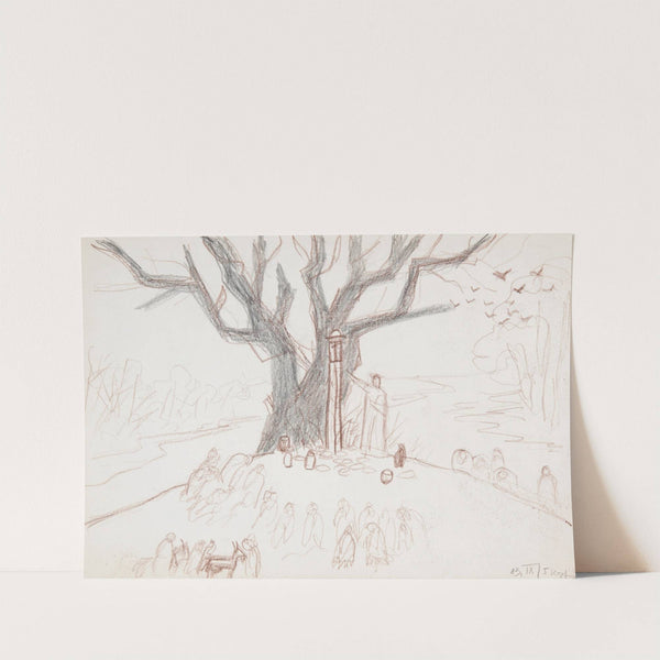 Światowid i chwalibóg na świętym wzgórzu (Prasłowianie) - rysunek dwustronny (na odwrocie szkice obrazów abstrakcyjnych) by Marian Kopf