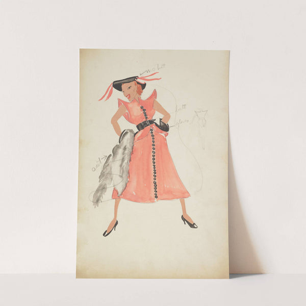 Swing It: Memphis Mame. Pink dress with black buttons and black belt (1934-1943) by Alex Jones