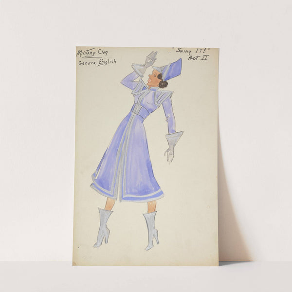 Swing It: Military Clog. Blue coat-dress with silver lining (1934-1943) by Maxine Borowsky