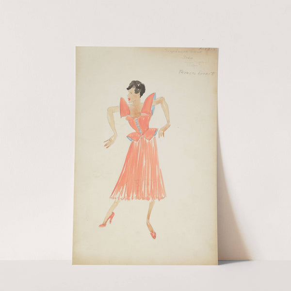 Swing It: Pink dress with tall shoulder pads and blue buttons (1934-1943) by Maxine Borowsky
