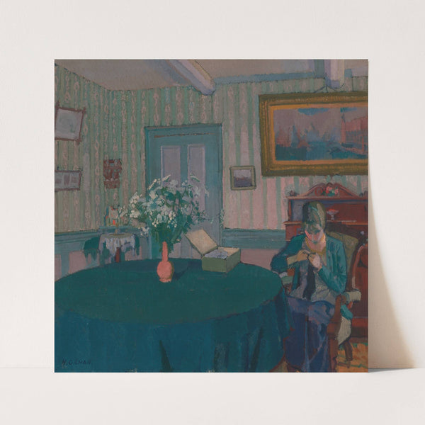 Sylvia Darning (1917) by Harold Gilman