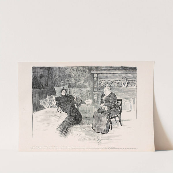 Sympathetic plain friend to inconsolable widow…. (1896) by Charles Dana Gibson