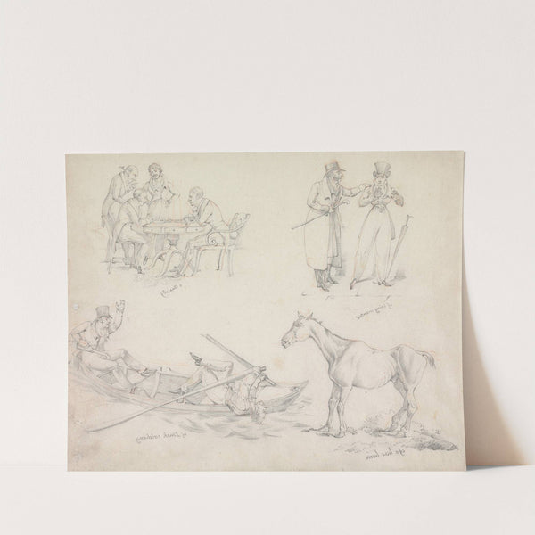 Symptoms: of Being Wanted, of Anxiety, of a Has Been, of Duck Catching (between 1822 and 1827) by Henry Thomas Alken