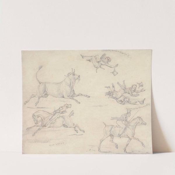 Symptoms: of Up With a Down Prospect, of Down with an Up Prospect, of Learning to Trot, of a Hard Mouth. (between 1822 and 1827) by Henry Thomas Alken