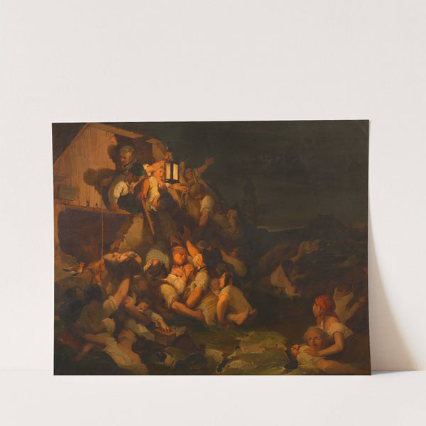 Szene aus der Donauüberschwemmung by Peter Fendi