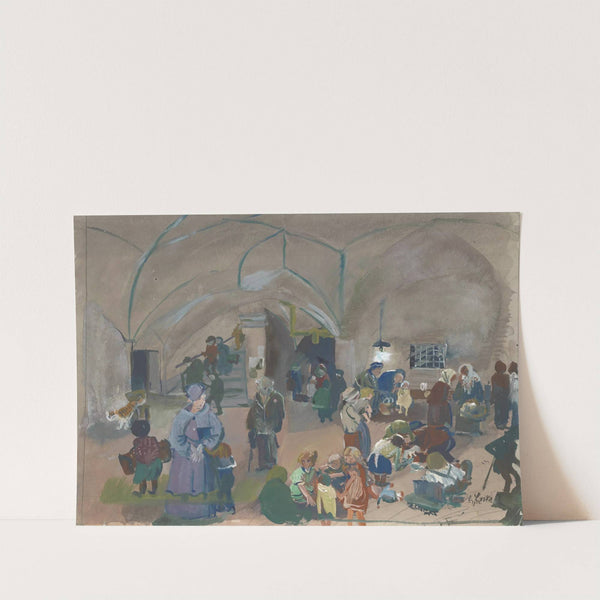 Szene in einem Luftschutzkeller (1945) by Oskar Laske