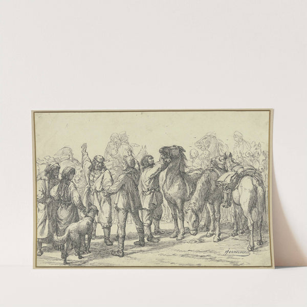 Szenen vom Pferdemarkt in Frankfurt am Main by Johann Heinrich Hasselhorst