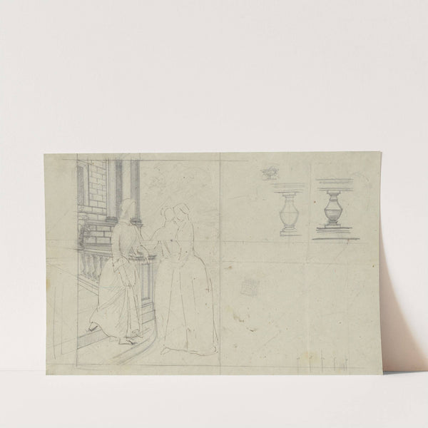 Szkic kompozycji z trzema kobietami by Józef Simmler