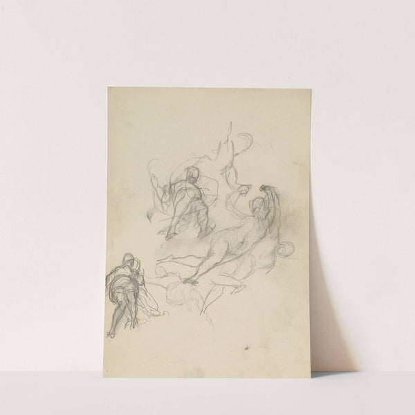 szkic postaci Andromedy oraz sylwetek z rydwanu zaprzężonego w łabędzie do plafonu 'Andromeda' w pałacu J. Neczajewa-Malcewa w Petersburgu by Henryk Siemiradzki