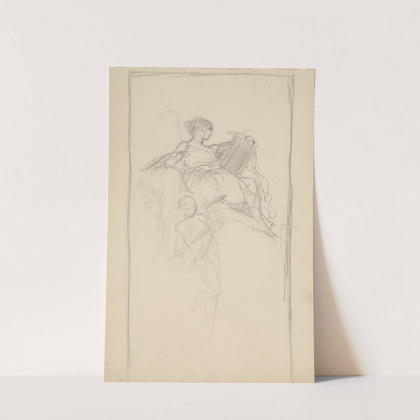 szkic postaci do plafonu 'Światło i cień' w pałacu Jana Zawiszy w Warszawie (1883) by Henryk Siemiradzki