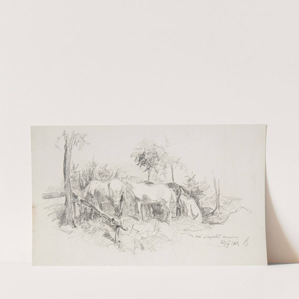 Szkic trzech pasących się koni (1914) by Ivan Ivanec