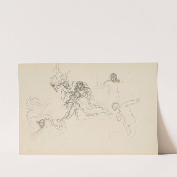 szkice do plafonu 'Andromeda'; grupa z boginią, szkic Perseusza by Henryk Siemiradzki