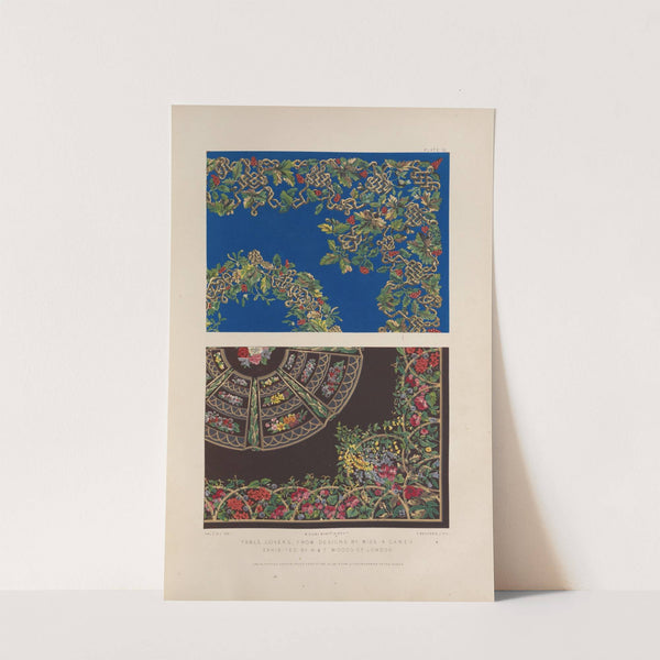 Table covers, from designs by a Miss A Carey exhibited in H & T Woods of London by Matthew Digby Wyatt