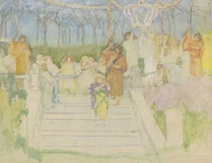 Tableau vivant ter gelegenheid van het huwelijk van koningin Wilhelmina in 1901 — size preview