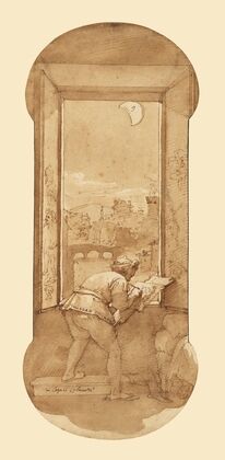 Taddeo Drawing by Moonlight in Calabrese’s House