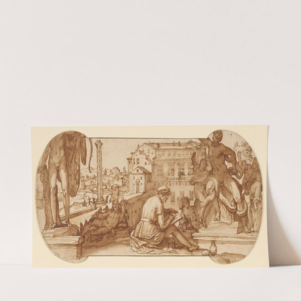Taddeo in the Belvedere Court in the Vatican Drawing the Laocoön (1595) by Federico Zuccaro