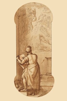 Taddeo in the Sistine Chapel Drawing Michelangelo’s Last Judgment