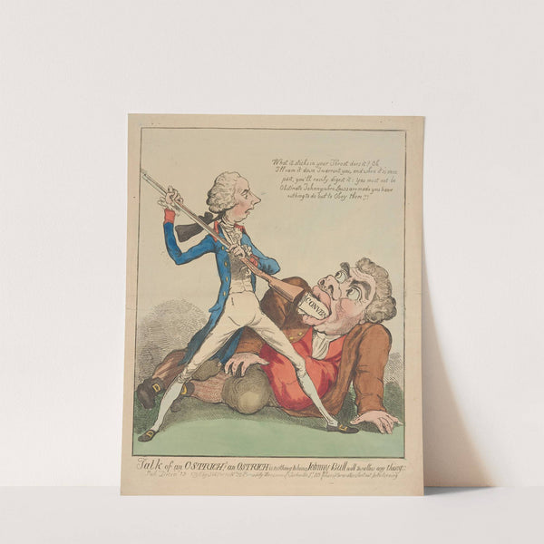 Talk of an ostrich! An ostrich is nothing to him; Johnny Bull will swallow any thing!!. (1796) by Benjamin West