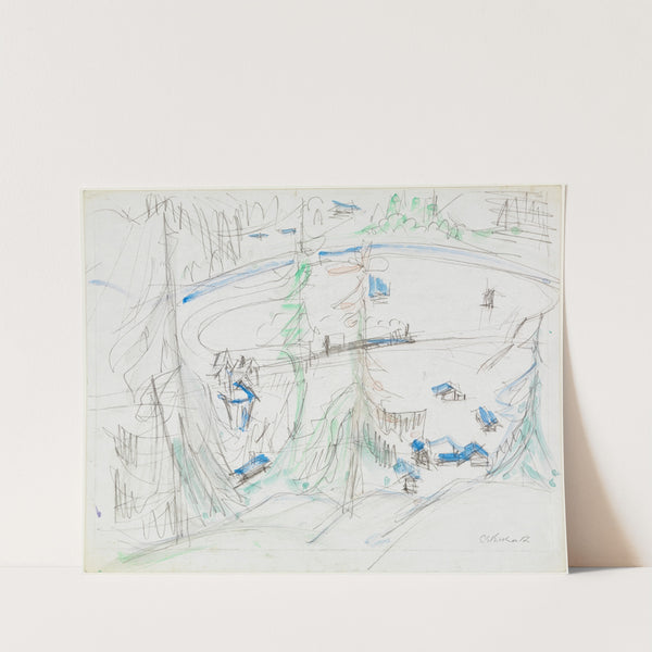 Talkessel mit Häusern und Bahnlinie (1917) by Ernst Ludwig Kirchner