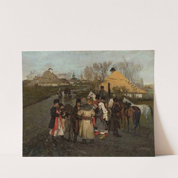 Talking on a rural road by Stanisław Masłowski