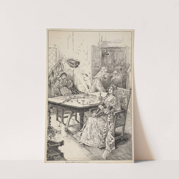 Taming of the shrew, Petruchio entertains his wife at dinner (1917-1918) by Louis Rhead