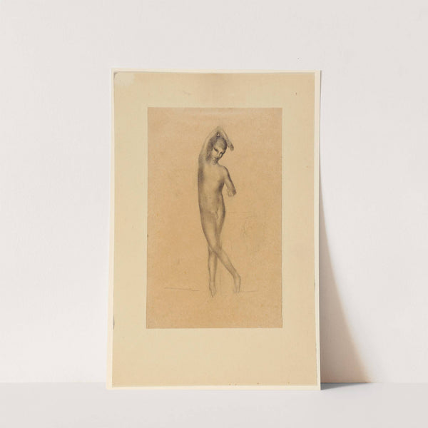 Tänzerischer Jünglingsakt mit überkreuztem rechten Bein und Arm über Kopf by Otto Meyer-Amden