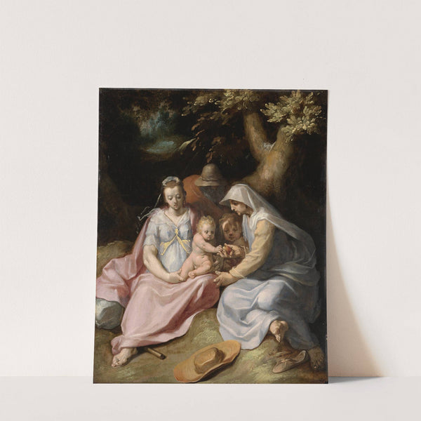 Taufe Christi; Die Heilige Familie mit der Heiligen Elisabeth und dem Johannesknaben im Walde (ca 1589) by Cornelis Cornelisz Van Haarlem