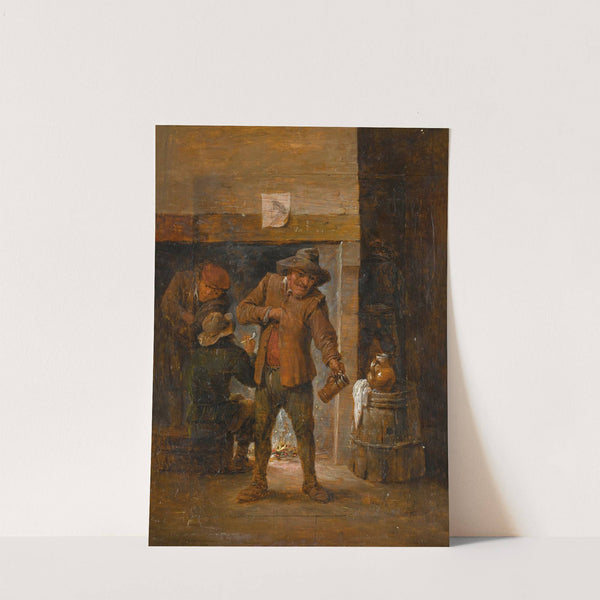 Tavern interior with men at a hearth by workshop of David Teniers the Younger