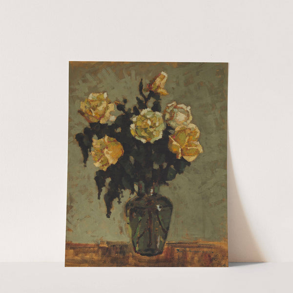 Tea Roses in a Green Vase (1933) by Jan Bohuszewicz