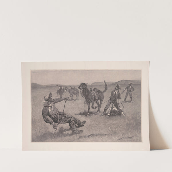 Teaching a mustang pony to pack dead game (1890) by Frederic Remington